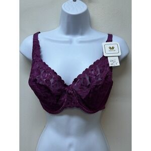 Vintage Wacoal Purple Lace Nylon Bullet Bra Size 36DD NEW NOS
